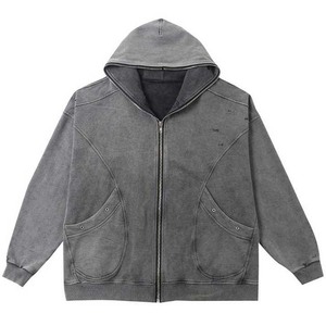 100% algodón lavado con ácido Streetwear Puff Print Sun Faded Acid Wash Vintage Hoodie - Product Image 6