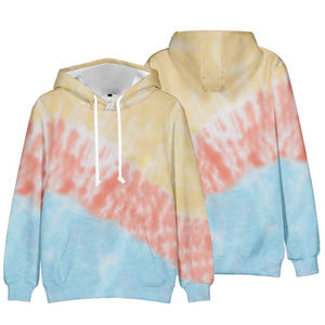 Sweat à capuche soleil éponge français mode homme personnalisé femmes Tie Dye sweats à capuche décontractés Logo personnalisé sans ficelle graphique Tie Dye sweats à capuche pour hommes - Product Image 5