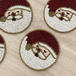 Handmade Beaded <b>Coasters</b> - Boho <b>Drink</b> <b>Coasters</b> with Polyester Backing (4x4 Inch) - Product Image 2
