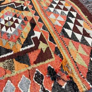 Turkish Vintage Kilim <b>Rug</b> 2.9x10.7 ft, Orange <b>Runner</b> Moroccan Wool <b>Rug</b> - Product Image 5