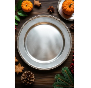 Plato de Presentación Plateado Premium de 13 Pulgadas para Navidad, Acción de Gracias, Fiestas, Decoración de Mesa para Bodas y Banquetes - Product Image 1