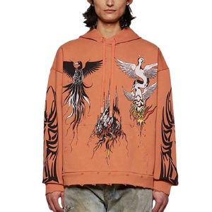 Sudaderas con capucha de invierno personalizadas para hombre DTG DTF estampado en blanco Jersey de lana de gran tamaño informal de algodón al por mayor con cremallera elegante a granel - Product Image 2