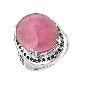 Anillo de cóctel vintage de plata 925 con piedra natural rosa, para mujer, uso diario, regalo, engaste de bisel - Product Image 3