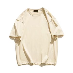 เสื้อยืดโอเวอร์ไซส์สำหรับผู้ชายดีไซน์แบบกำหนดเองผ้าถักแบบ300gsm ไหล่ตกผ้าคอตตอนหนัก - Product Image 4