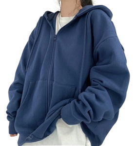 เสื้อฮู้ดผู้หญิงผ้าฟลีซถักนิตติ้ง 100% ผ้าฝ้าย ระบายอากาศได้ดี ไม่เป็นขุย แห้งเร็ว น้ำหนัก 320 กรัม ทรงโอเวอร์ไซส์ สไตล์ลำลอง สำหรับฤดูใบไม้ร่วงและฤดูหนาว ขายส่ง - Product Image 6
