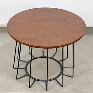 Minimalist Style Round <b>Coffee</b> <b>Table</b> 60x60x45cm Durable Oak Top and Iron Frame Sintered Stone TT68090 for Living Room Furniture - Product Image 5