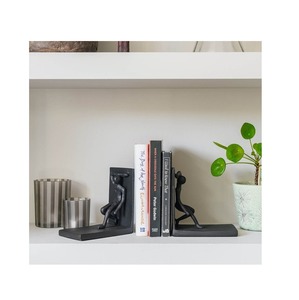 Sujetalibros de metal geométrico elegante con diseño minimalista que mejora la decoración moderna de la oficina en casa y mantiene los libros ordenados - Product Image 1