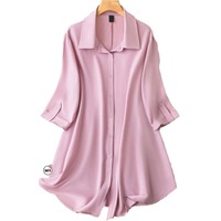 Robes décontractées roses, style personnalisé, broderie, boutons, motif uni, sur mesure, OEM, en tissu de coton, coupe asymétrique, écologiques