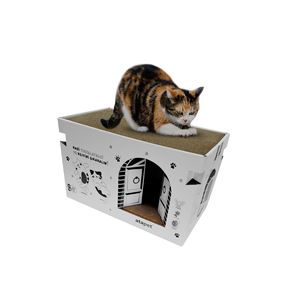 Nido de Casa de gato de cartón Natural plegable de estilo moderno, poste de rascado para gatos, tablero de nido hecho de papel, carcasa para gato fácil de empaquetar - Product Image 1