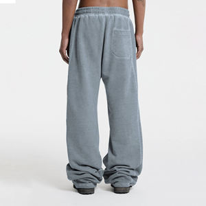 Pantalons de survêtement décontractés pour hommes, de haute qualité, personnalisés, vintage, évasés, larges, plats, légers, 100% coton, respirants, à séchage rapide, avec cordon de serrage - Product Image 4