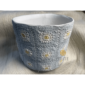 15x13 Inch Handcrafted Cotton <b>Storage</b> Bin Floral Patch Weave with Inner Lining for Living Room Decorative Bag Use - Product Image 2