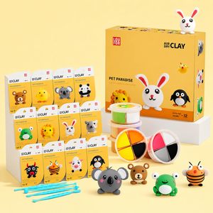 Kit d'argile à séchage à l'air LOUFOR - 12 animaux en argile à modeler pour les enfants, arts et artisanat - Product Image 1
