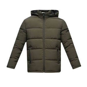 Chaqueta Acolchada de Invierno para Hombre, con Capucha, Cuello Alto, Cierre de Cremallera, Diseño Sólido, Tejido No Tejido de Nailon/Algodón - Product Image 1