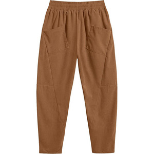 Pantalon décontracté pour homme en lin/coton, haute durabilité, respirant, poids lourd, taille à cordon, poches latérales, teinture unie - Product Image 4