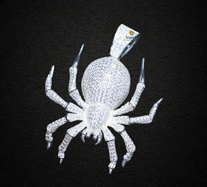 จี้ฮิปฮอปทรงกลมประดับเพชร925สเตอร์ลิงแมงมุมสำหรับทุกเพศ - Product Image 4