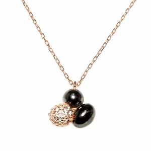 Collier en argent sterling 925 avec motif de grains de café et pierres roses, noires et blanches plaqué or pour les occasions sur le thème de la nourriture et des gouttes d'eau - Product Image 3