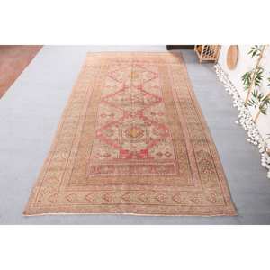 Tapis turc vintage 5.7 X 10.6ft grande surface motif abstrait laine matériau support en Latex pour couloir chambre nouveau modèle couleur rose - Product Image 5