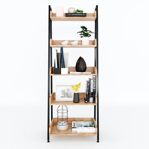 CASAN 60x36x160cm KS68093 Trapezoid 5-Tier Shelf Rubber Wood Standing Type for Living Room Storage-Bags Tools - Product Image 2