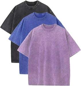 T-shirt en coton doux délavé à l'acide sur mesure en gros, t-shirt surdimensionné délavé à l'acide vintage pour streetwear, vêtements décontractés au quotidien - Product Image 2