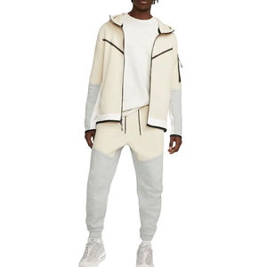 Conjunto de lana de tecnología neutra para hombre, Sudadera con capucha de bloque de color de calidad superior, chándales ajustados de rendimiento para hombre - Product Image 1