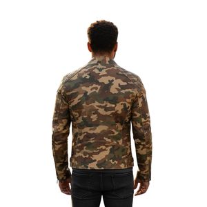 <b>Mens</b> Camouflage Leather <b>Jacket</b> Stylish <b>Camo</b> Print Zip Up <b>Jacket</b> Casual Streetwear Biker Fashion Outerwear <b>Jacket</b> for Winter - Product Image 2