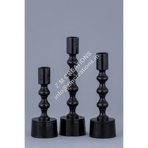 Porte-bougie en métal noir, support de bougie de mariage, décoration de table, fait à la main, tailles personnalisables - Product Image 1