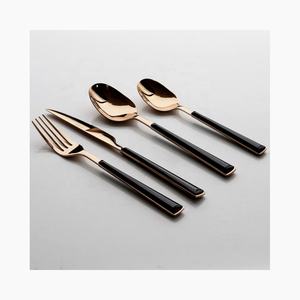 High Demanded Royal Rose Gold Stainless Steel Flatware <b>Set</b> with New <b>Black</b> Ceramic Design Handle Flatware <b>Set</b> - Product Image 1