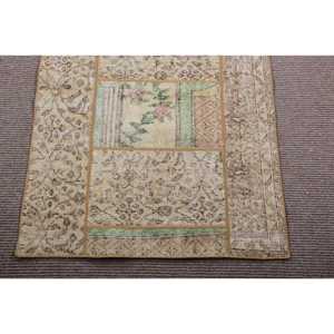 Vintage 2,6x7,9 ft Rug, <b>Runner</b> Turkish Rug, Brown <b>Green</b> Animal Print Rug - Product Image 5