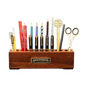 Natural Wood <b>Pen</b> Pencil Holder Stand Tabletop Office Desk Decor with Finishing for Office Tableware Use - Product Image 2