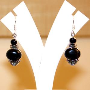 Pendientes de Plata de Ley 925 hechos a mano de Nepal, forma ovalada étnica, piedras de cristal curativas, joyería de ónix negro, Idea de regalo - Product Image 4