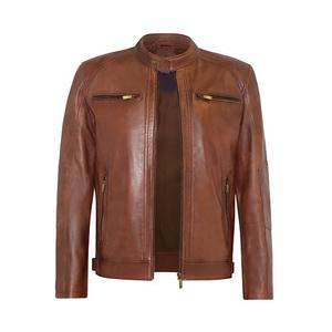 Chaqueta de motorista de cuero genuino de estilo clásico con cuello levantado personalizado de alta calidad, tela de invierno transpirable, motocicletas ligeras informales - Product Image 6
