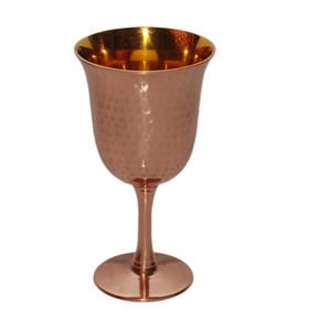 Diseño en relieve Acabado pulido brillante Vaso de agua potable Ayurveda Beneficios para la salud Vidrio de metal decorativo - Product Image 2