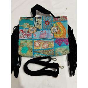 Bolso Tote Casual Hecho a Mano para Niñas, Estilo Patchwork, con Dos Correas, Diseño Panelado, Bordado, Cadena, Cuero Genuino, para Fiestas - Product Image 1