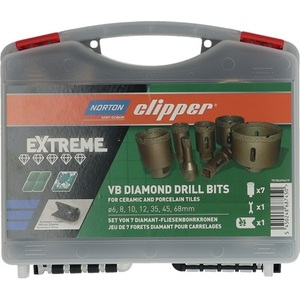 ชุดดอกสว่านเจาะกระเบื้อง NORTON CLIPPER 9 ชิ้น รุ่น Extreme VB ขนาด 6/8/10/12/35/45/68 มม. แบบ Sanitary สำหรับงานหิน - Product Image 1