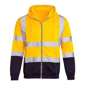 Sudadera CON CAPUCHA DE SEGURIDAD reflectante personalizada con cremallera completa fluorescente de 2 colores, ropa de trabajo de alta visibilidad, venta a granel 2024 - Product Image 4