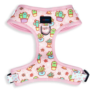 สายรัดสุนัขแบบปรับได้ลายกระบองเพชรน่ารักสายรัดเดินสีชมพูฉ่ำสำหรับสุนัขและแมวขนาดเล็กพิเศษจนถึงขนาดใหญ่ที่ไม่มีห่วงดึง - Product Image 1