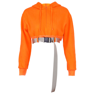 Customize Logo <b>Winter</b> Women Plus Size Streetwear Hooded Crop <b>Top</b> Zip-Up Designer Hoodie with Badge - Product Image 5