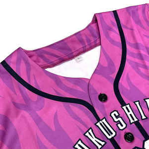 Streetwear personnalisé classique vintage imprimé par transfert de chaleur maillot de baseball rayé chemise-vêtements de sport séchage rapide 100% polyester - Product Image 4