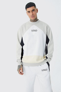 OEM nuevo Unisex logotipo personalizado cuello redondo sudadera Jogger Conjunto elegante Streetwear pulóver bloque de Color sólido Casual invierno - Product Image 3