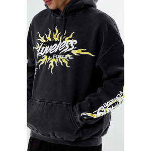 Sweat-shirt à capuche oversize pour homme Loveless Life, noir, streetwear, 100% coton, tissu molletonné français, coupe ample, vêtement de printemps - Product Image 6