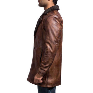 Veste en cuir pour homme au toucher doux, col montant, élégante, pour l'hiver, finition lisse, confortable, manteau tendance - Product Image 5