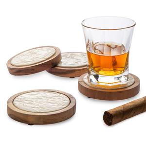 Espejo Decorativo Redondo de Madera con Patrón Floral en Relieve, Estilo Boho Rústico, Dorado, 5 mm de Grosor, Decoración de Mesa - Product Image 5