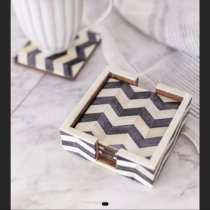 Sous-verre en pierre incrustée d'os de haute qualité et sous-verre de qualité supérieure pour table de salon et de salle à manger, forme carrée - Product Image 4