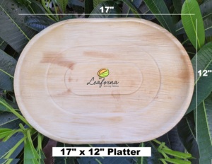 Plateaux ovales réutilisables de 22x12 pouces de haute qualité en feuilles de palmier surdimensionnés naturels biodégradables jetables éco portion - Product Image 2