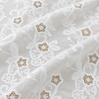 Tissu en dentelle brodée à œillets floraux blancs, transparent, ajouré, pour robes et chemisiers (vente en gros)