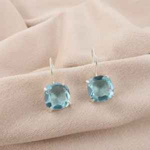 Pendientes de Plata de Ley con Topacio Azul Cielo, Joyería Bohemia con Piedra de Nacimiento de Diciembre, Elegante Regalo para Mujer - Product Image 4