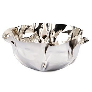 Design luxueux en aluminium métal bol rond salade de fruits légumes collations bol de service avec poignées décoratives bol de service alimentaire - Product Image 2