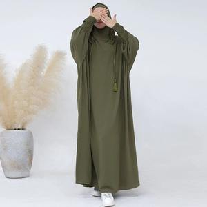 ชุดเดรสมุสลิมมีฮู้ดทรงหลวมสำหรับผู้หญิง, ชุดเดรสแขนยาวผ้าคอตตอนมุสลิม - Product Image 3