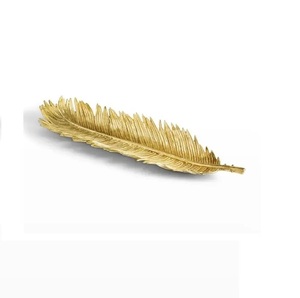 Platos de hojas con diseño de acabado brillante dorado a la moda, varios tamaños con diseño personalizado disponible, plato y plato de Metal decorativo para alimentos - Product Image 1