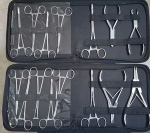 Kit d'instruments chirurgicaux vétérinaires de perçage de corps en acier inoxydable allemand de qualité supérieure professionnel de 16 pièces avec étui en cuir - Product Image 4